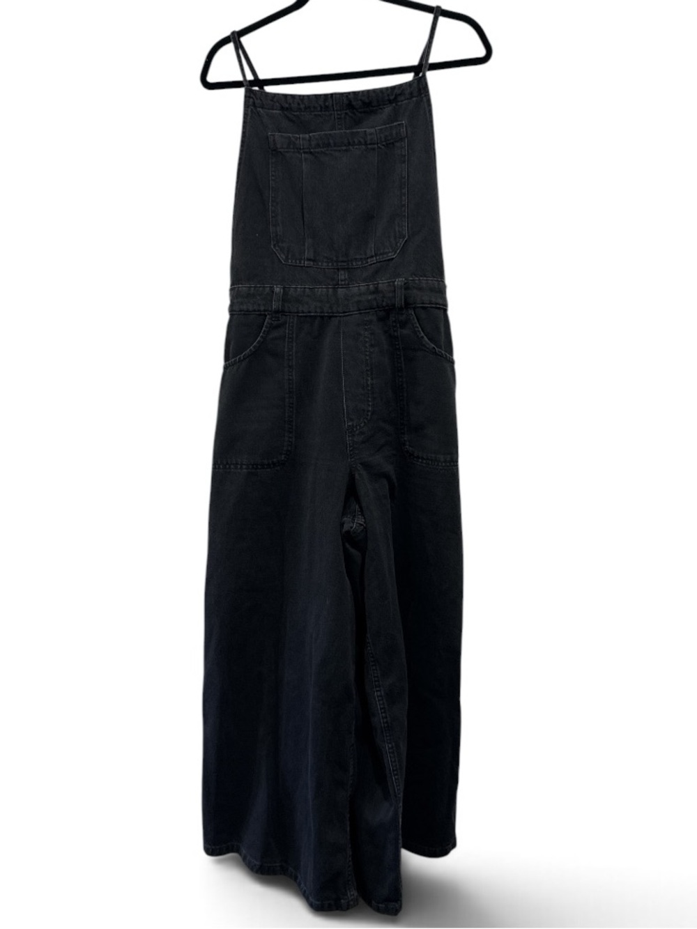 We The Free Black Wide-Leg Denim Overalls #772